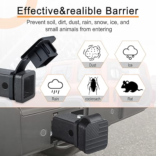 Miniatura 25 de Se adapta a cubierta de enganche de 2 pulgadas, inserto de enchufe de tubo de cubierta de enganche de remolque, accesorios exteriores del automóvil