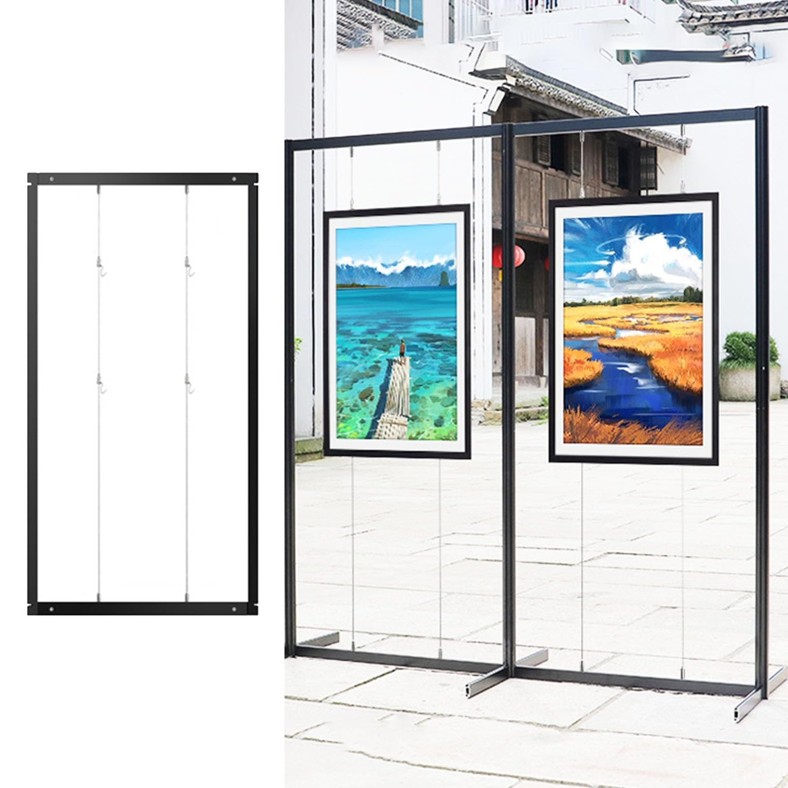Tableau Affichage Présentoir D'art Pliable pour Exposition de Peinture, Support D'œuvres Publicitaires Autonome en Aluminium, Intérieur Extérieur Présentoir pour Affiches, Salon Commercial(3pcs,100x20