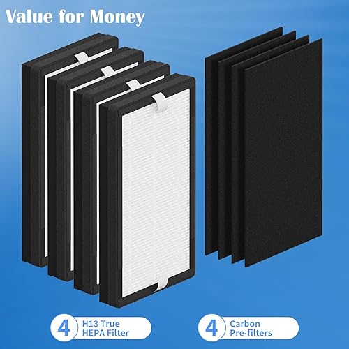 Miniatura 5 de Paquete de 4 filtros C IAF-H-100C compatibles con purificadores de filtro de aire Idylis IAP-10-280 e IAP-10-200 (paquete de 4 filtros Hepa y 4