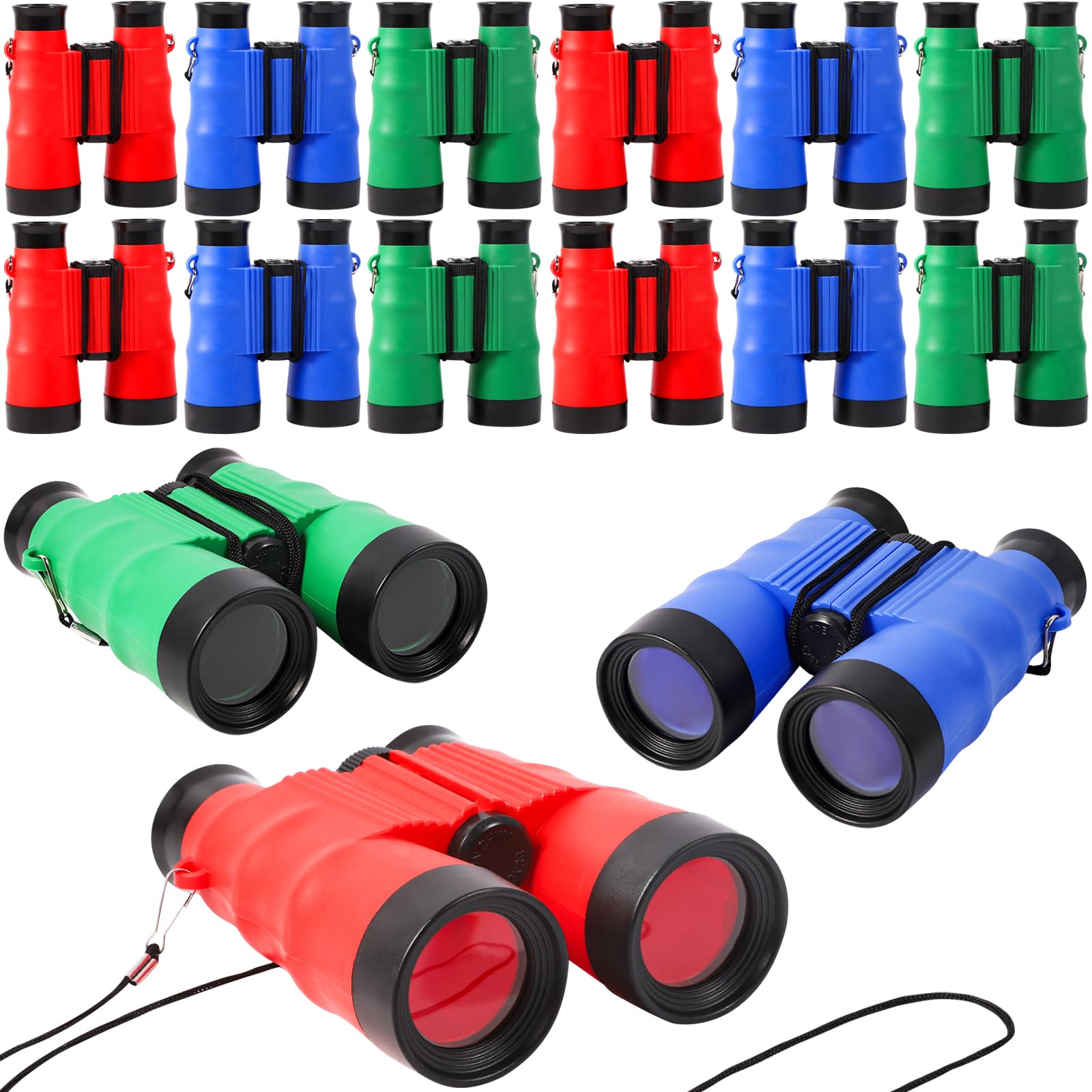 ASONA 12PCS Binoculars for Kids 6X36 High-Resolution Real Optics, Bulk Binoculars Nature Exploration Toys Safari Jungle Animal Theme Party Favors for Outdoor Bird Watching Camping Hunting Hiking