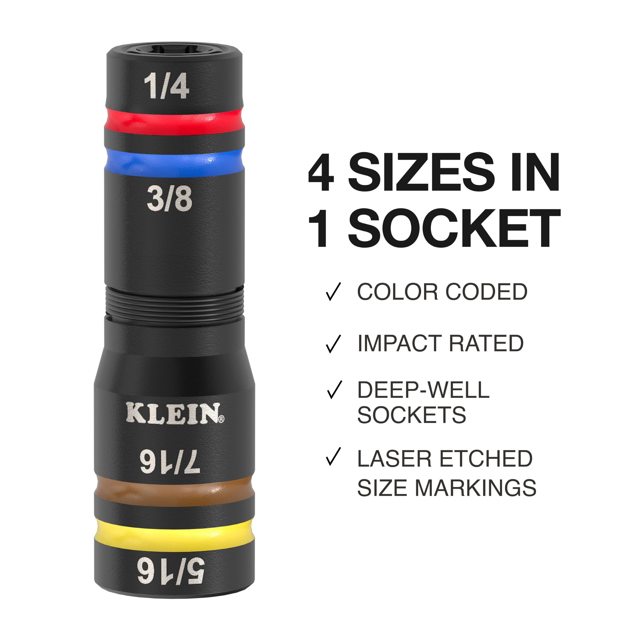 Q multi  Klein Tools 656QS KNECT Quad Socket, 24 Sizes in 6 Sockets, 4-in-1