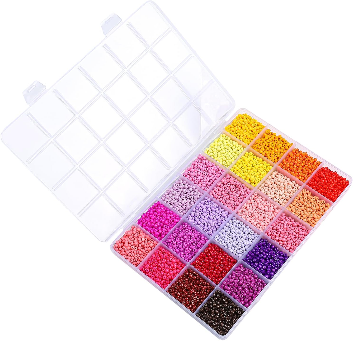 12500pcs John Bead Assorted Glass Seed Beads 8/0, 24 Colors Princess Treasures Round Bead for DIY Crafts Jewelry Making Bead Box