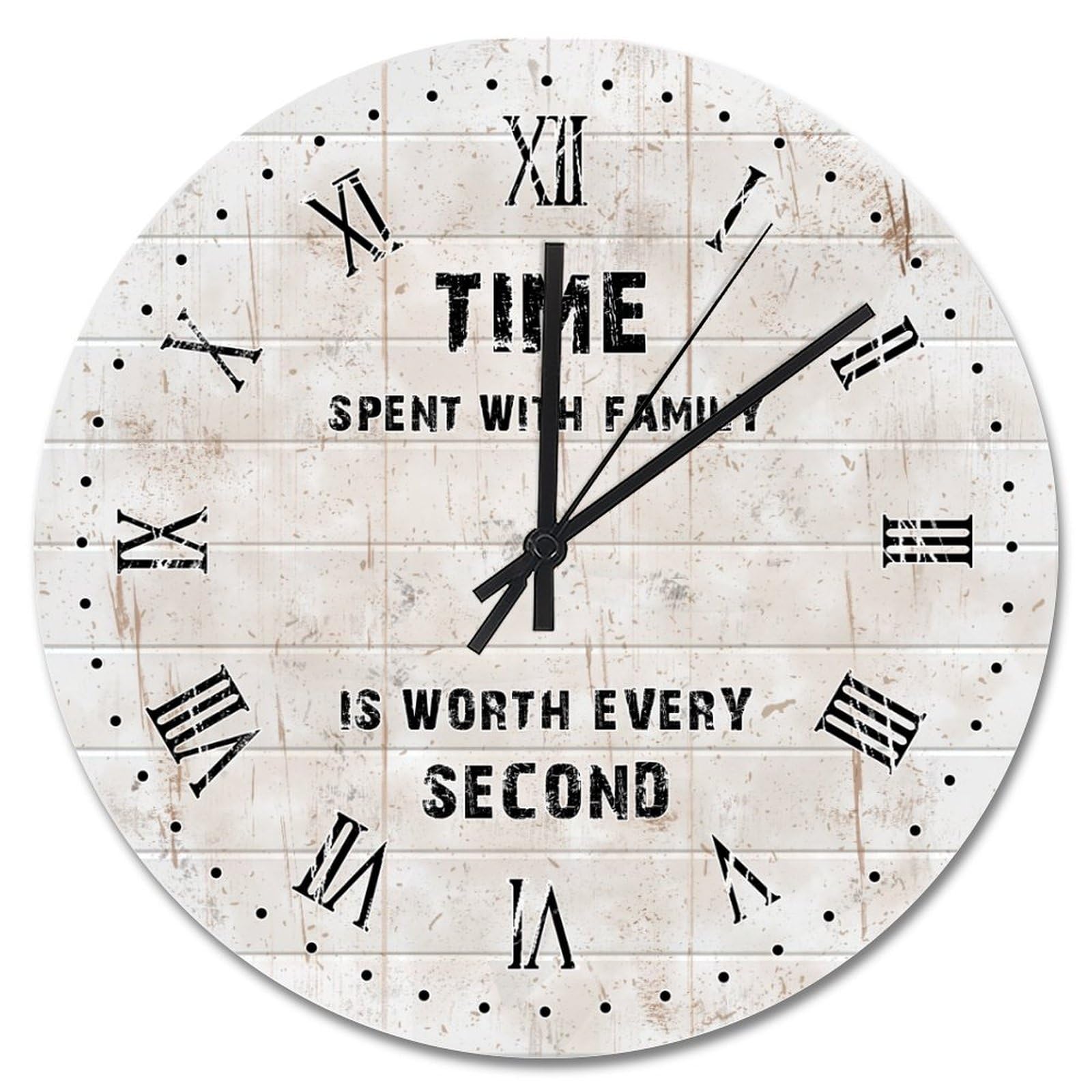 Horloge murale silencieuse en bois blanc pour stopper les bruits nocturnes