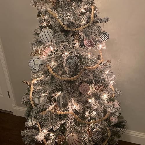 Miniatura 4 de Foraineam Juego de 1200 cuentas redondas de madera natural, cuentas sueltas de madera natural, 4 tamaños de 0.394 in, 0.472 in, 0.630 in, cuentas