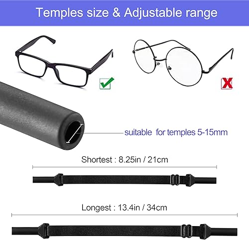 Miniatura 3 de Correa ajustable para lentes, correas de retención de gafas ajustables sin cola, correas para lentes de sol para hombres, mujeres y niños (4