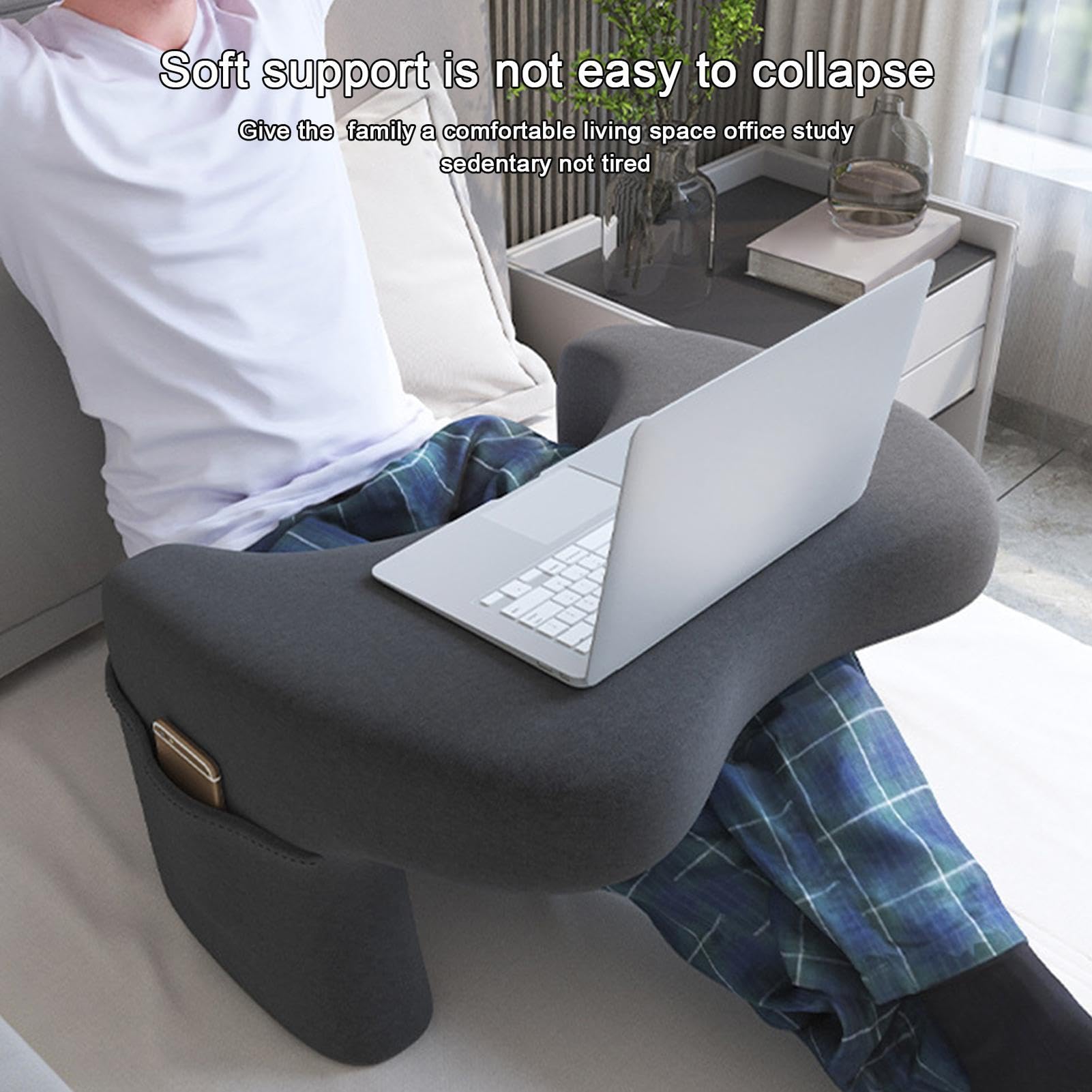 Cuscino da Lettura per Gaming - Vassoio Imbottito per Computer,Cuscino Scrivania per Laptop con Tasche,per Lettura Videogiochi Divano Appartamento