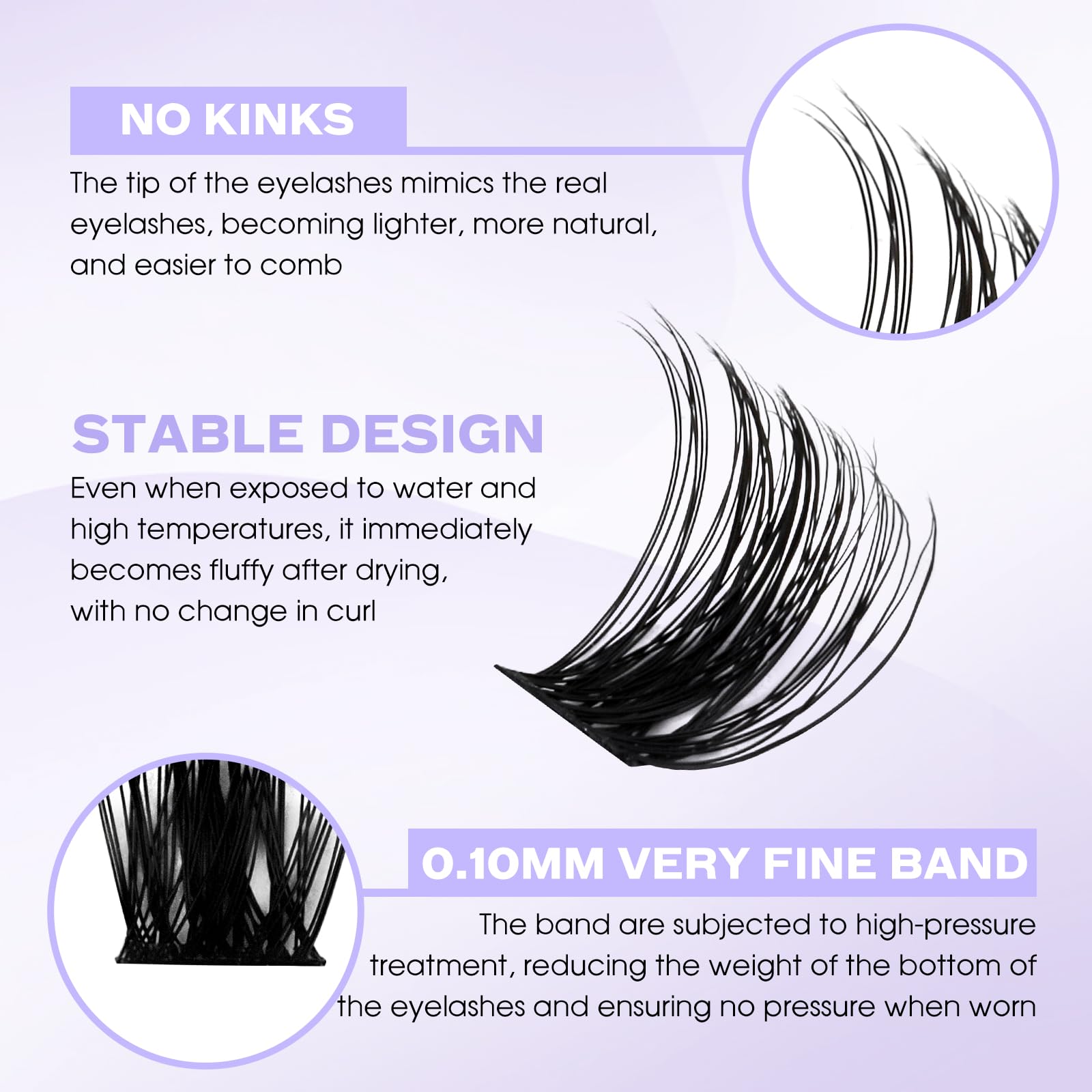 WENDY Pestañas Postizas Individual D Curl 0.07mm Mix 8-16mm Cluster Lashes 3D Effect Extensión de Pestañas Professional DIY(C3-D-816) — view 2
