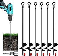 Vista 9 de Kit de anclaje de tierra de 18 pulgadas, 6 piezas, anclaje de tierra de diámetro extendido de hélice de 3 pulgadas, anclajes de tierra en espiral