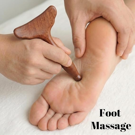 Wood Gua Sha Therapy Massage Tool, Long Handled T-Shaped