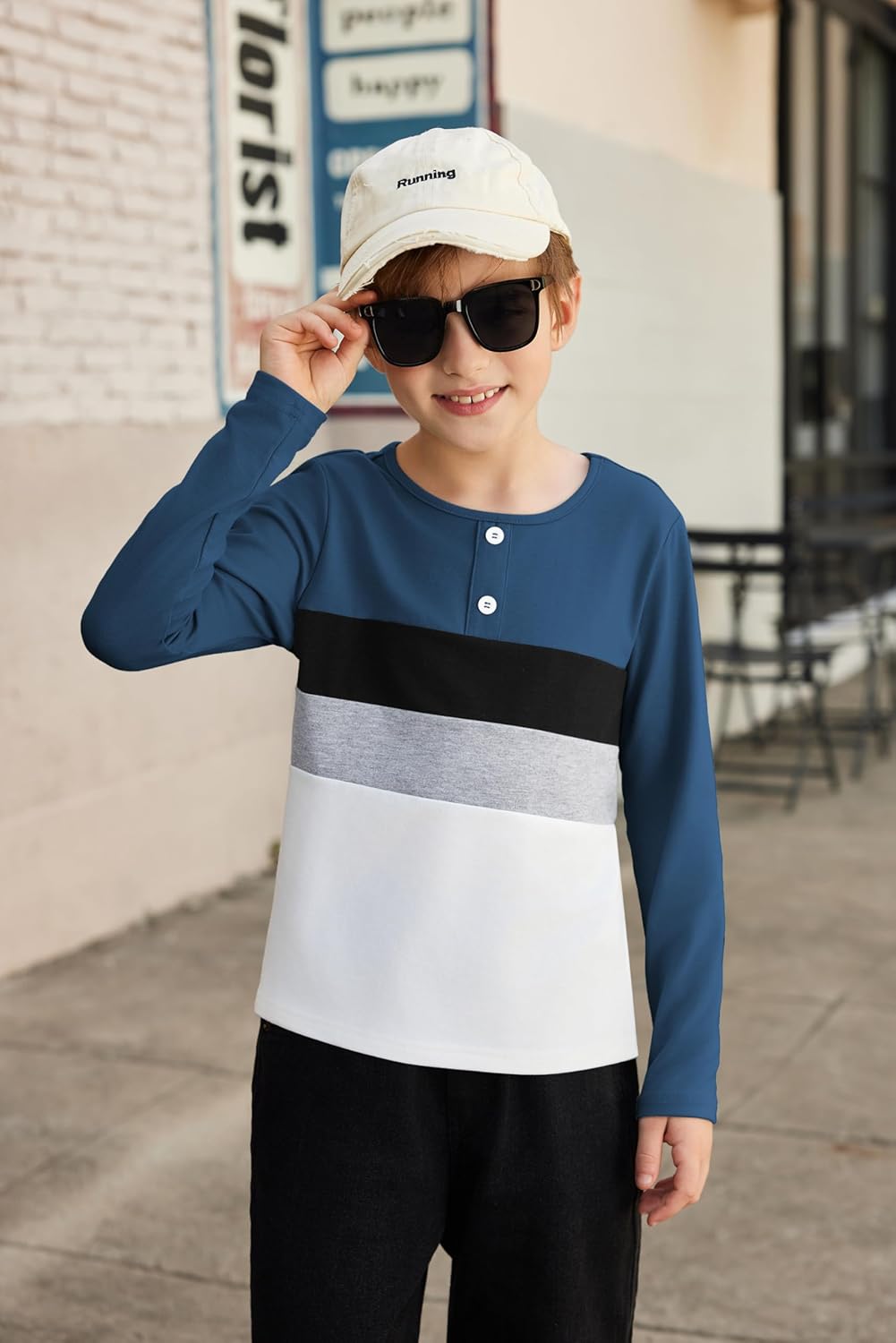 Arshiner Kids Boys Henley Shirts Cotton Long Sleeve Crewneck T-Shirts Color Block Tee Tops 3-12 Years - Image 7