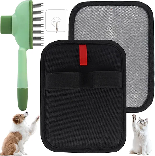 QTOETUII Pet Hair Removal Glove, Magic Brush Pet Hair, Cat Comb, Washable Reusable Dogs Cats Hair Gloves for Furniture, Bed, Sheets, Couch, Clothes, Carpet, Car Seat, Pet Grooming, Curtain (1PCS)