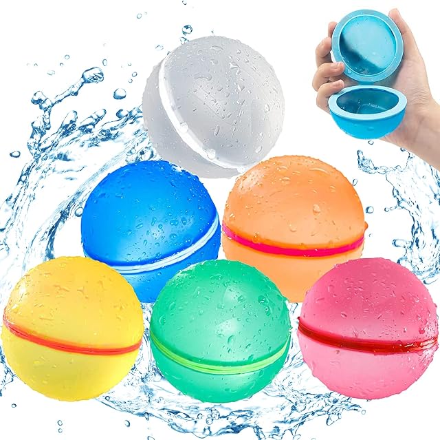 Water Balloons, 6 Pcs Refillable Water Bombs Magnetic Water Balls Silicone Water Toys for Kids Water Games