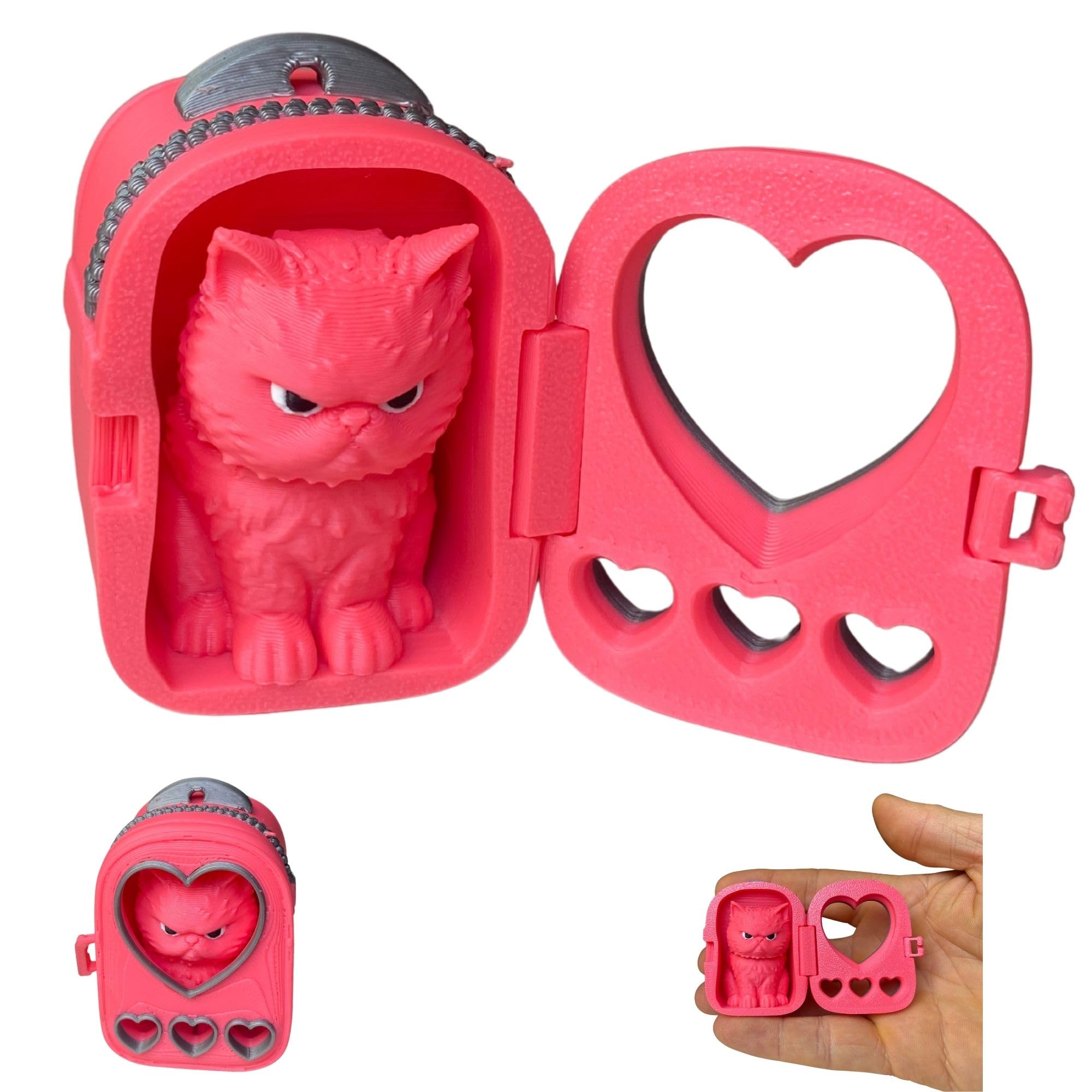 Mascotte de voyage chat et son mini sac cœur rose pour embellir votre espace de travail