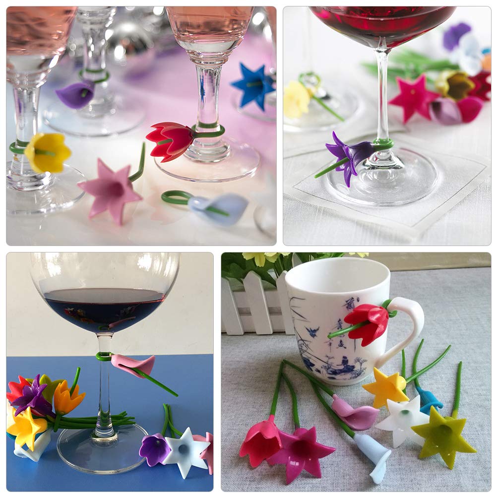 Produktbild von Anyasen Glaskennzeichnung 28 Stück Glasmarker Silikon Glasmarkierer Glas Marker Gläser Markierung Party Weinglas Marker Weinglaser Getränke Markierungen