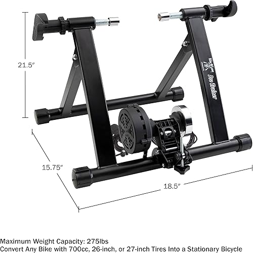 Miniatura 3 de Black - Soporte de entrenamiento para bicicleta estática con resistencia magnética silenciosa de 5 niveles y bloque elevador de rueda delantera por