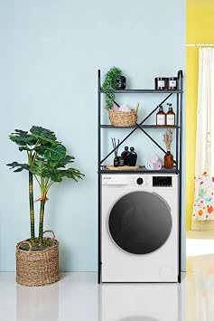 Metal Ayaklı 3 Raflı Banyo Rafı Çamaşır Makinesi Üstü Dekoratif Organizer Askılık