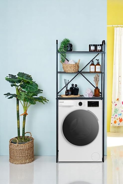 Metal Ayaklı 3 Raflı Banyo Rafı Çamaşır Makinesi Üstü Dekoratif Organizer Askılık