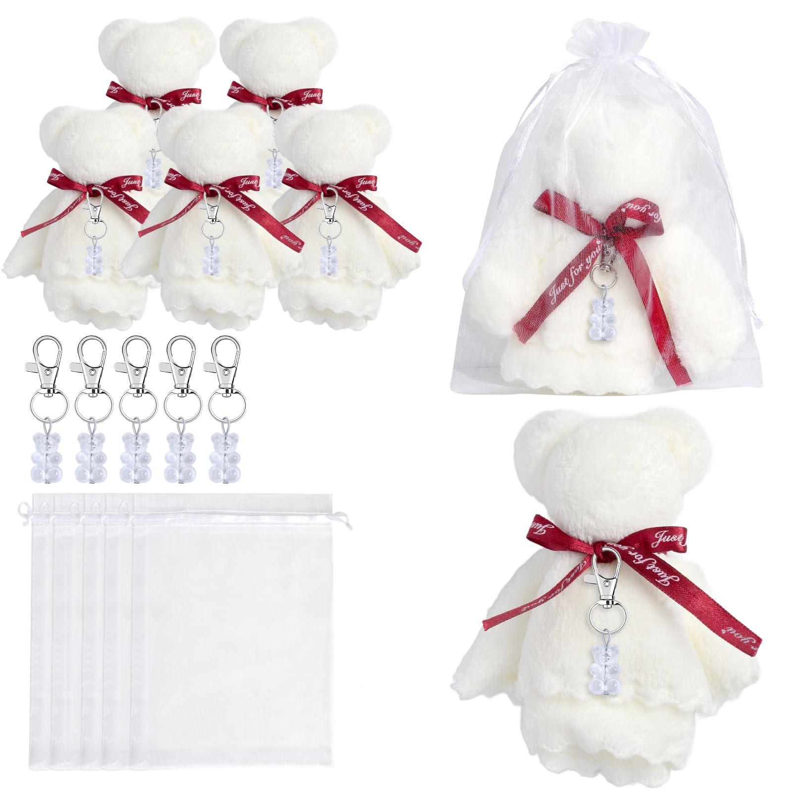 Elnwnnkc Bear Keychains Thank You Tages White Organza Bags Towels for Baby Showers Favor Wedding Birthday Party Supplies Baby Showers Return Favor