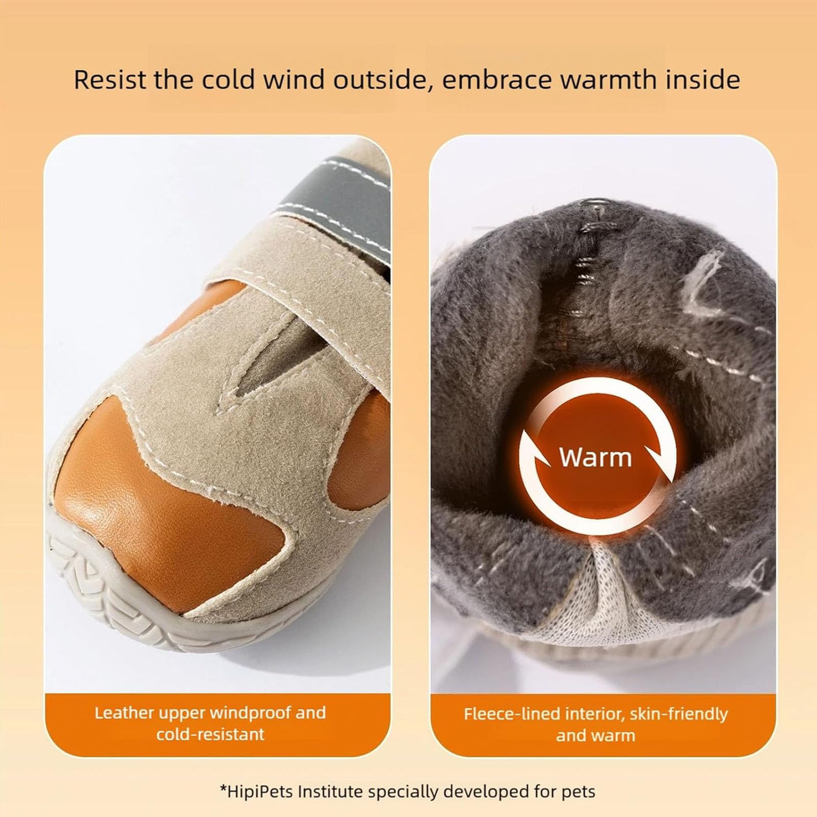 4Er-Set Hundeschuhe Für Kaltes Wetter, Geeignet Für Kleine Und Mittelgroße Hunde, Wasserdicht, Mit Reflektierenden Streifen, Rutschfester Sohle Und Fleecefutter,Braun,4XL