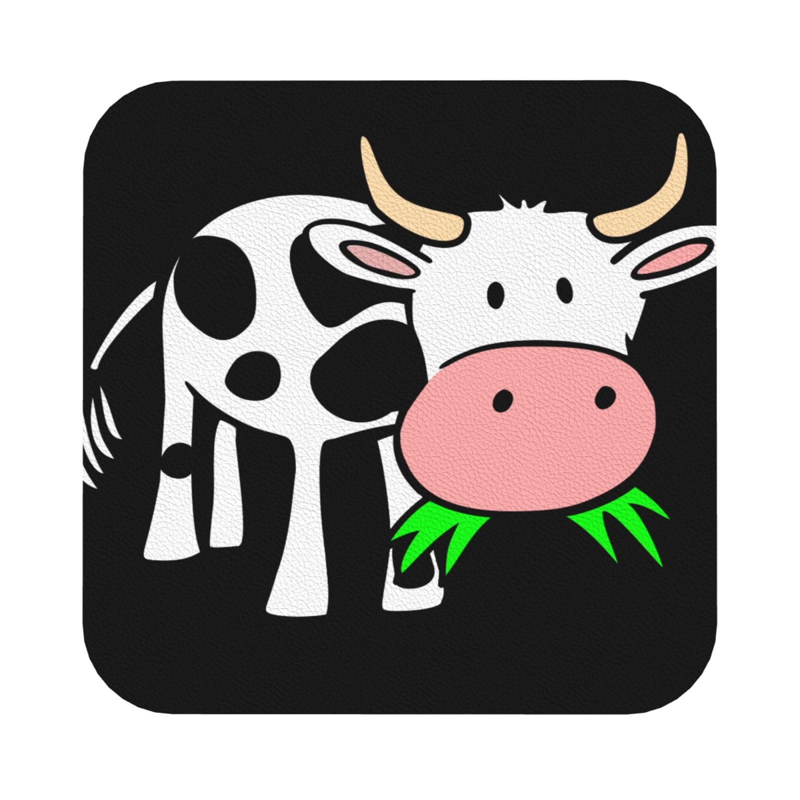 cute cow PU Leather Coasters Set of 6 Square Drink Coasters