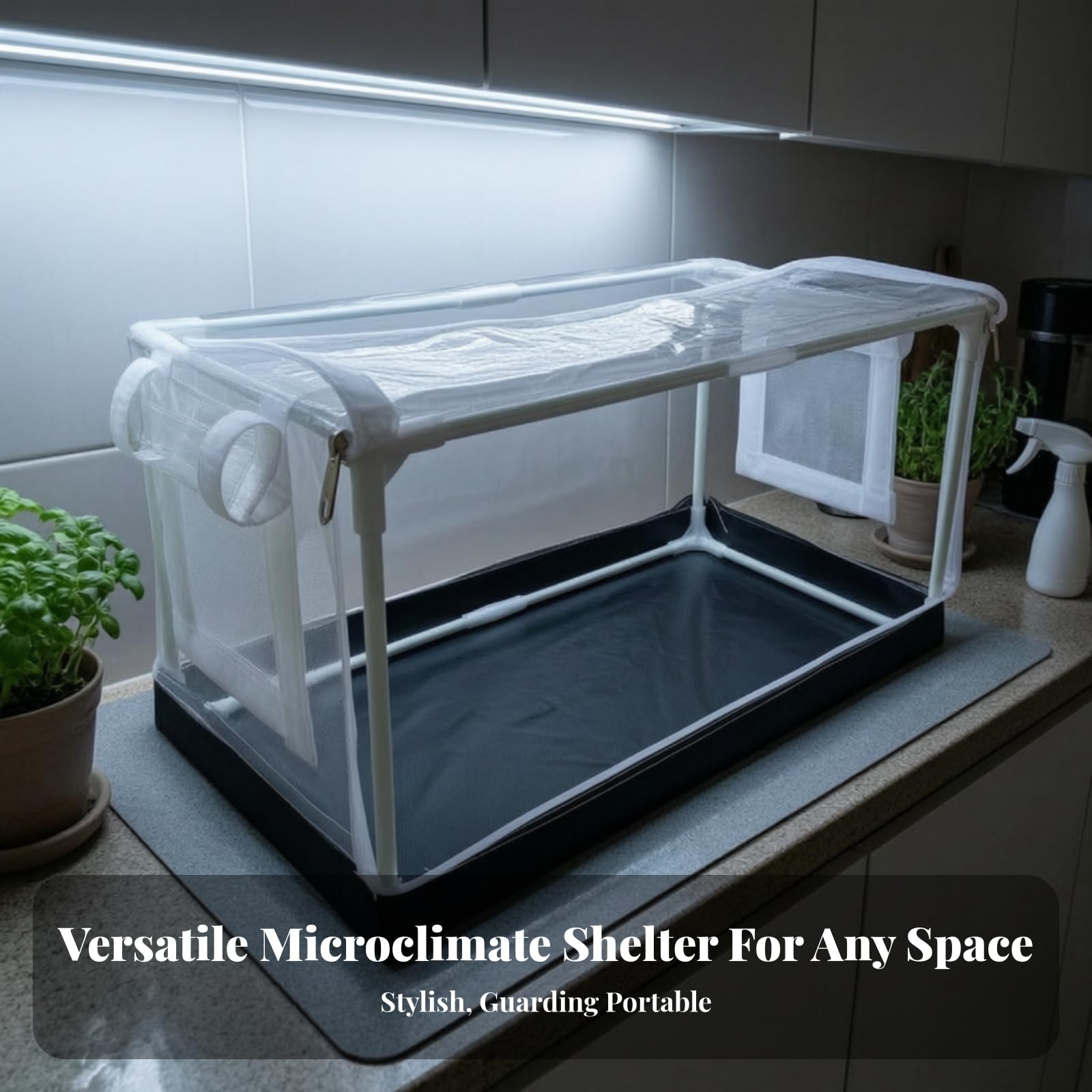 Serre Cverture en PVC | Facile à Entrenir, Serre Cadre en Fibre Verre, pr Terrasse, 80x50x50cm