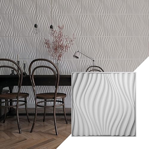 Miniatura 1 de Ekena Millwork WP20X20BWWH 19 5/8 pulgadas de ancho x 19 5/8 pulgadas de alto Billow EnduraWall Decorativo 3D Panel de pared cubre 2.67 pies