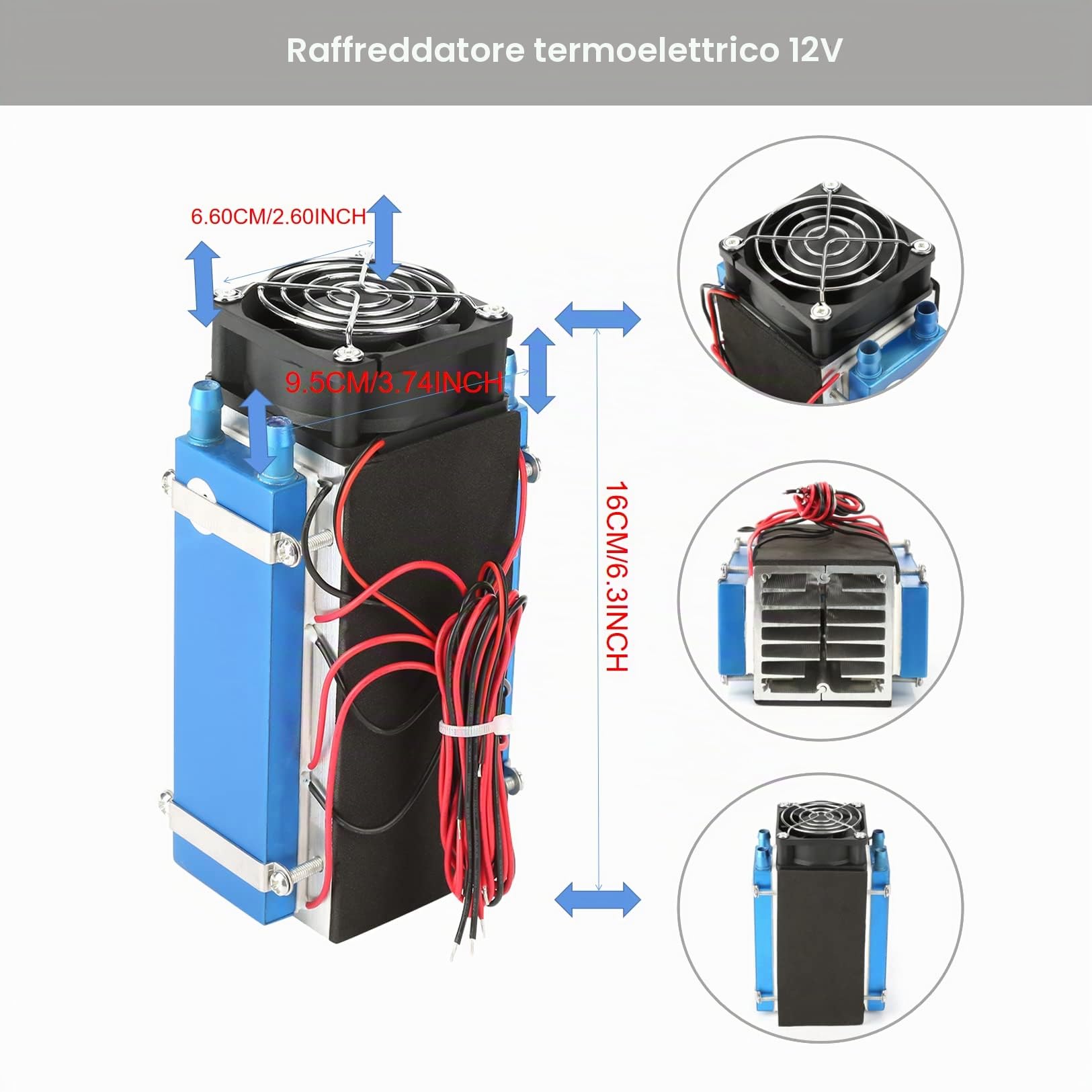Condizionatore Peltier Termoelettrico 6 , Raffreddamento Rapido e Semplice Installazione, Refrigeratore d'Acqua per Piastra di Raffreddamento