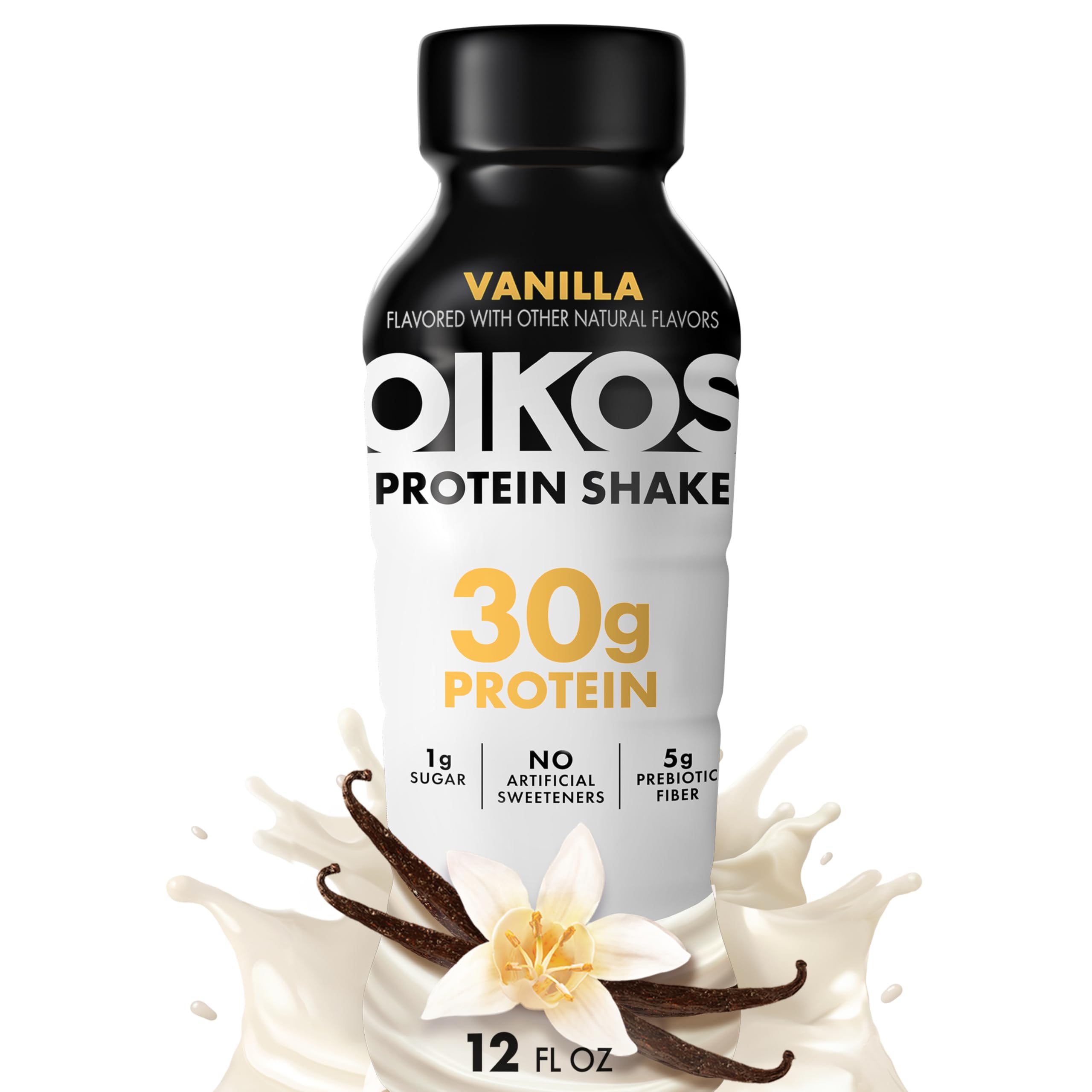 Oikos Protein Shake, Vanilla, 30g High Protein Drinks, Shelf Stable, Ready to Drink, 5g Prebiotic Fiber, 12 fl oz Bottle : Grocery & Gourmet Food