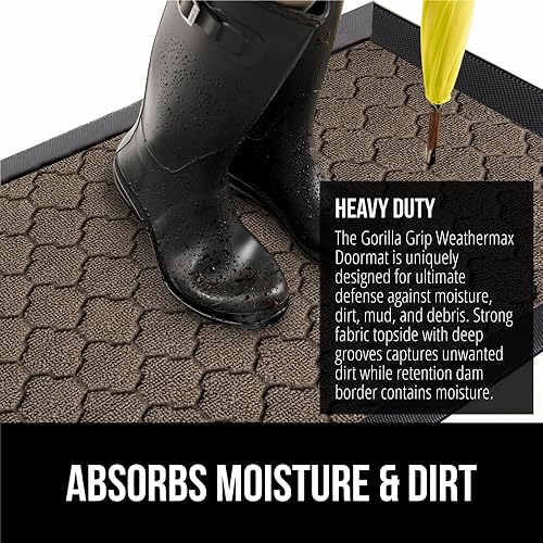 Miniatura 45 de Gorilla Grip WeatherMax - Tapete para todas las estaciones 100% impermeable, 23 x 35 pulgadas, goma natural, resistente a manchas y decoloración