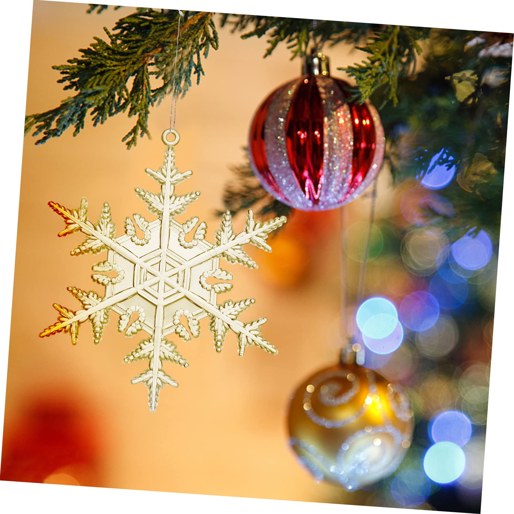 PRETYZOOM 54 STK Transparenter Schneeflocken-anhänger Weihnachten Hängende Acryl-Schneeflocke Weiße Schneeflockenornamente Weihnachten Hängende Schneeflocken Winterschneeflockendekoration