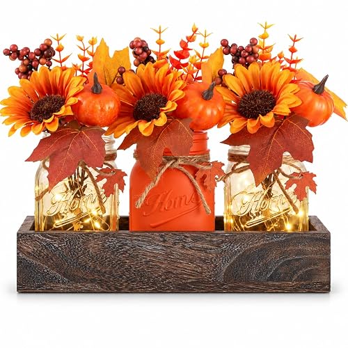 Mason Jar Fall Thanksgiving Table Decorations, Centerpieces for Tables |