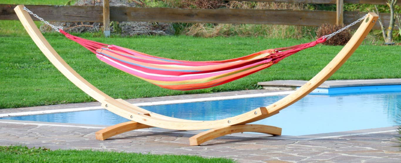 AS-S 410 cm XXL Conjunto de Hamaca (Madera de alerce barnizada, Incluye Hamaca, 410 cm) Ass Natur-Mona