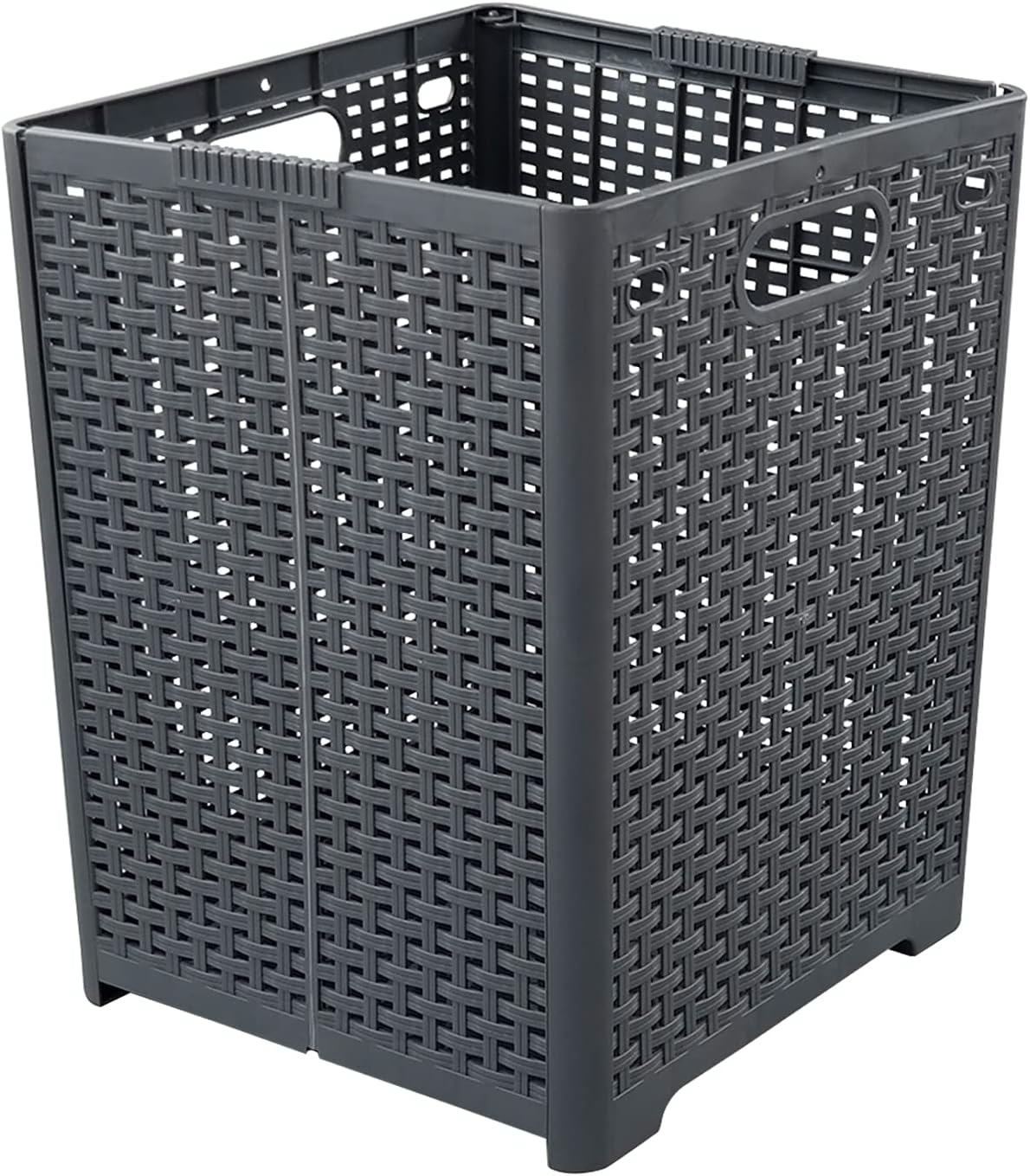 1-Pack Plastic Collapsible Laundry Hamper, Foldable Laundry Storage Baskets, Gray