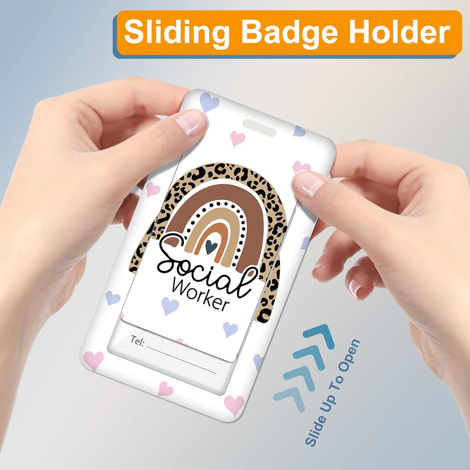 Plifal Badge Holder with Retractable Reel, Rainbow Social Worker ID Name Tag Work Badge Clip Heavy Duty Vertical Card Protector Cover Case for Work Office Nurse Medical Student Teacher Women Men - Image 6