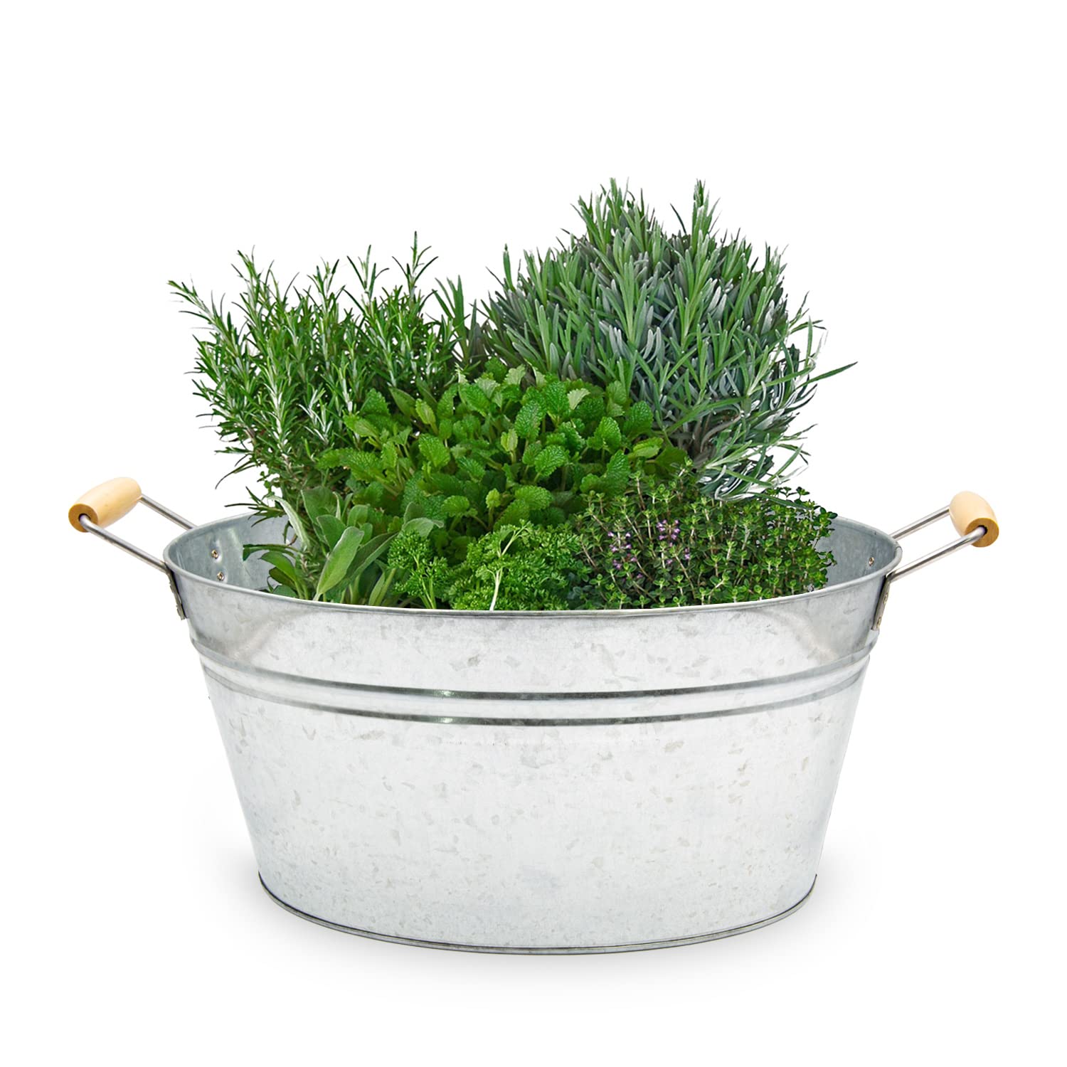 Bañera galvanizada – Cuenco para plantar – Jardín decorativo exterior – Bandeja de agua Mini estanque balcón decoración