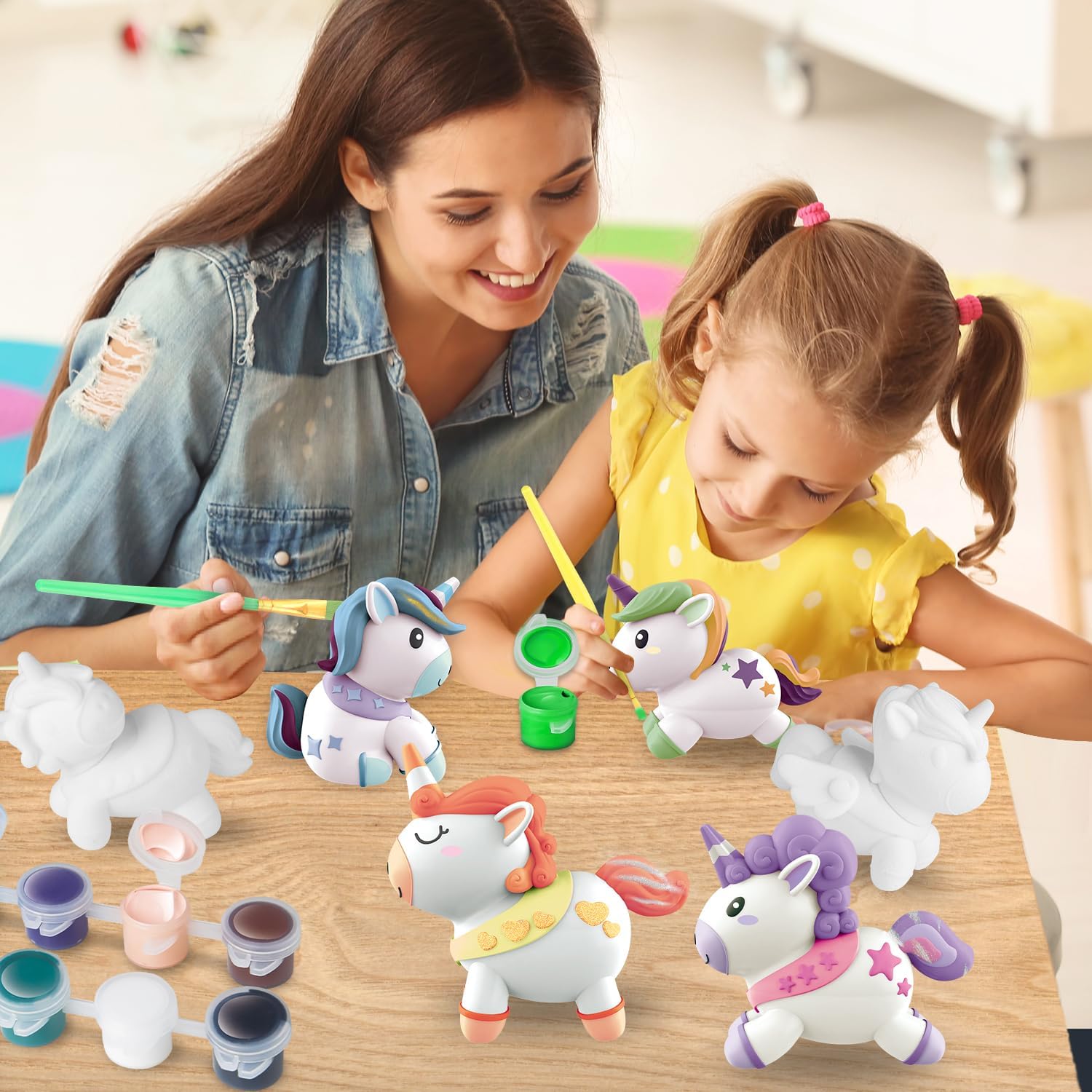 SpringFlower Unicorn Gift Toys for 3 4 5 6 7 8 Years Old Girls - Girls Arts and Crafts Painting kit Including 8 Cute Looking Unicorn Figures, DIY Creative Christmas Gift for Kids
