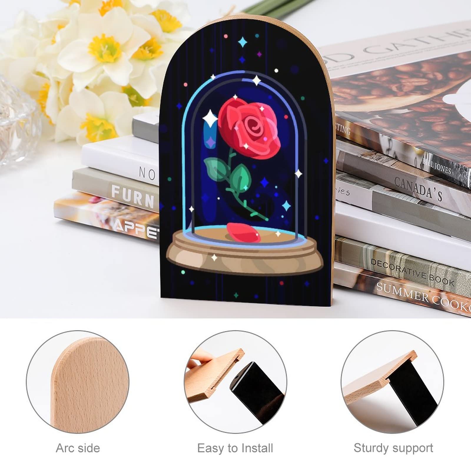 Mexpekil Lot De 2 Serre-Livres Décoratifs En Bois Motif Chouette Et Étoiles - Antidérapants
