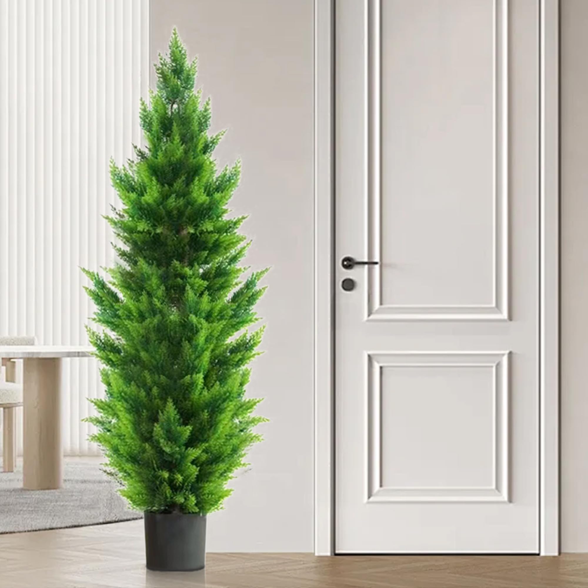 Two 6 Foot Outdoor Artificial Cedar Topiary Trees Uv Rated Potted Plants