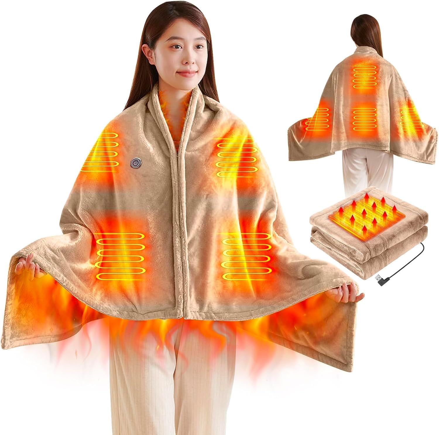 2個セット　大きいサイズ　電気毛布 掛け敷き兼用 電気ひざ掛け 電気ブランケット Amazon | 電気ひざ掛け 電気毛布 RUSEPIN 電気ブランケット 大判サイズ