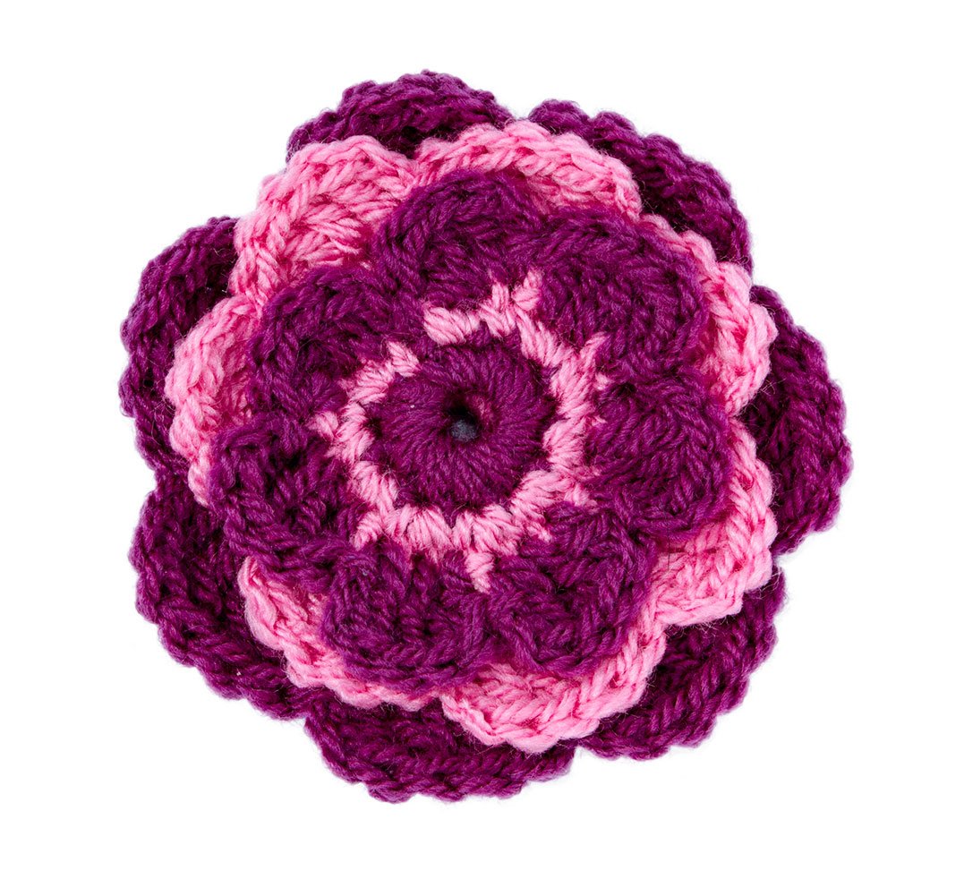 storeone.net / POMCrochet Flower Brooch/Corsage Dark Pink/Pink 10cm