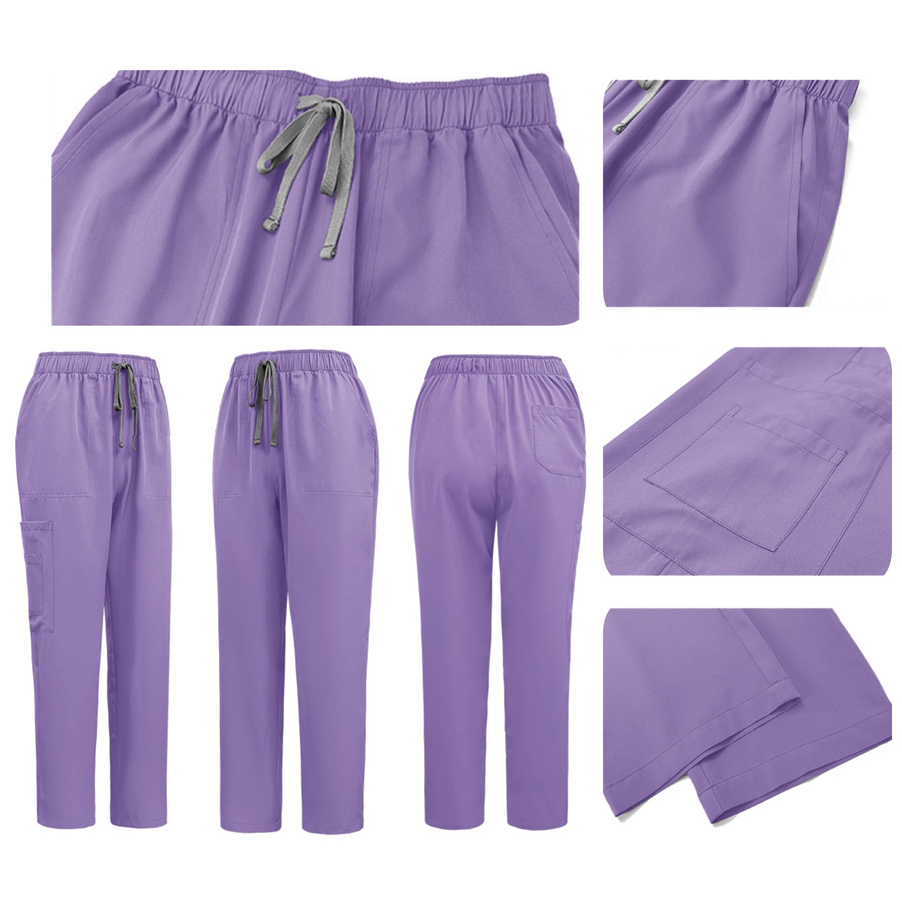ThreeH Set Pantaloni e Camice per Uomo e Donna Divise mediche e sanitarie Camice con Colletto Alto e Pantaloni Jogger con Cintura in Vita e Tasche Multiple