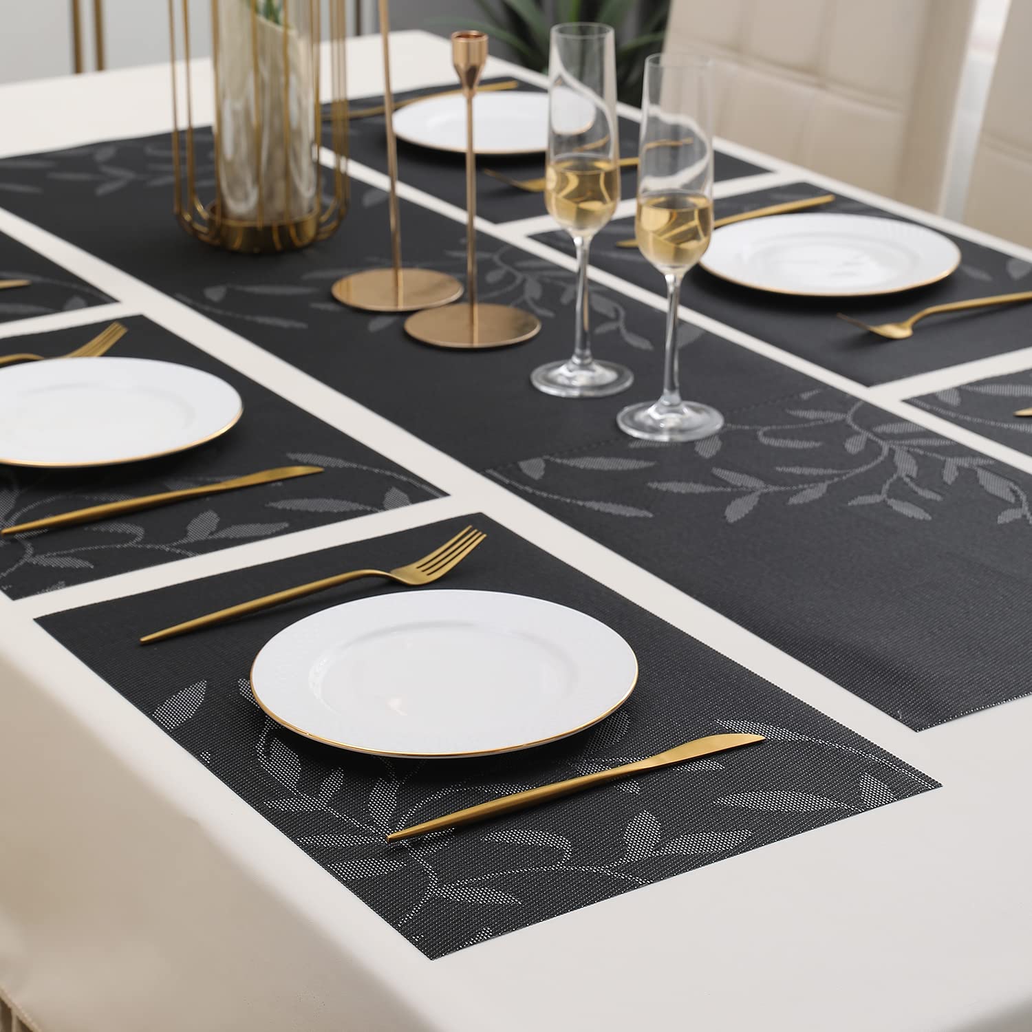 HOKIPO PVC Mats for 6 Seater Dining Table with Runner (AR4270), Black 1