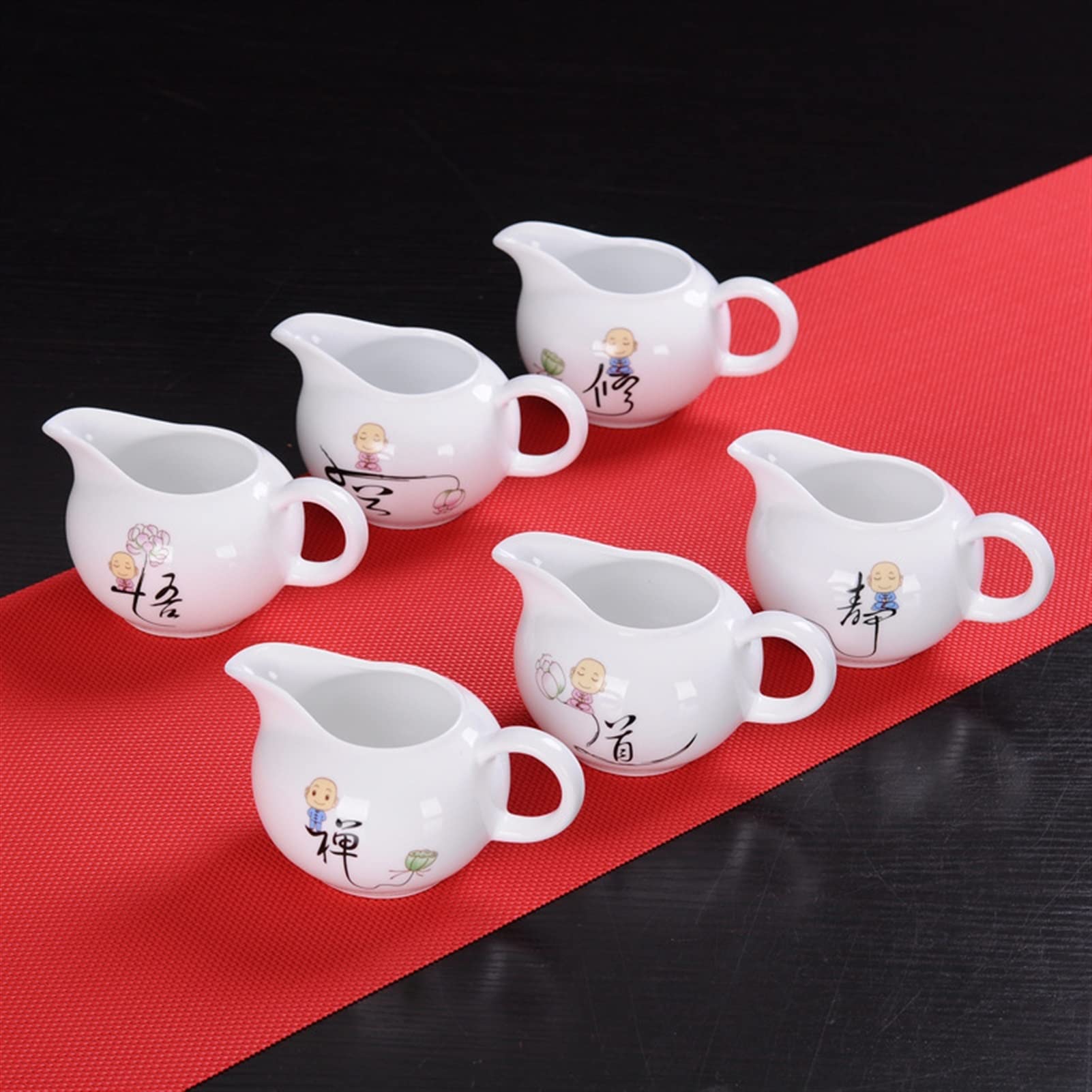 MRKU Pot à Lait, saucière, Tasse à Eau, pichet, crémier, Distributeur de café, sucrier, Grand Pot à thé en céramique, Motif Moine, Petit séparateur, 190 ML