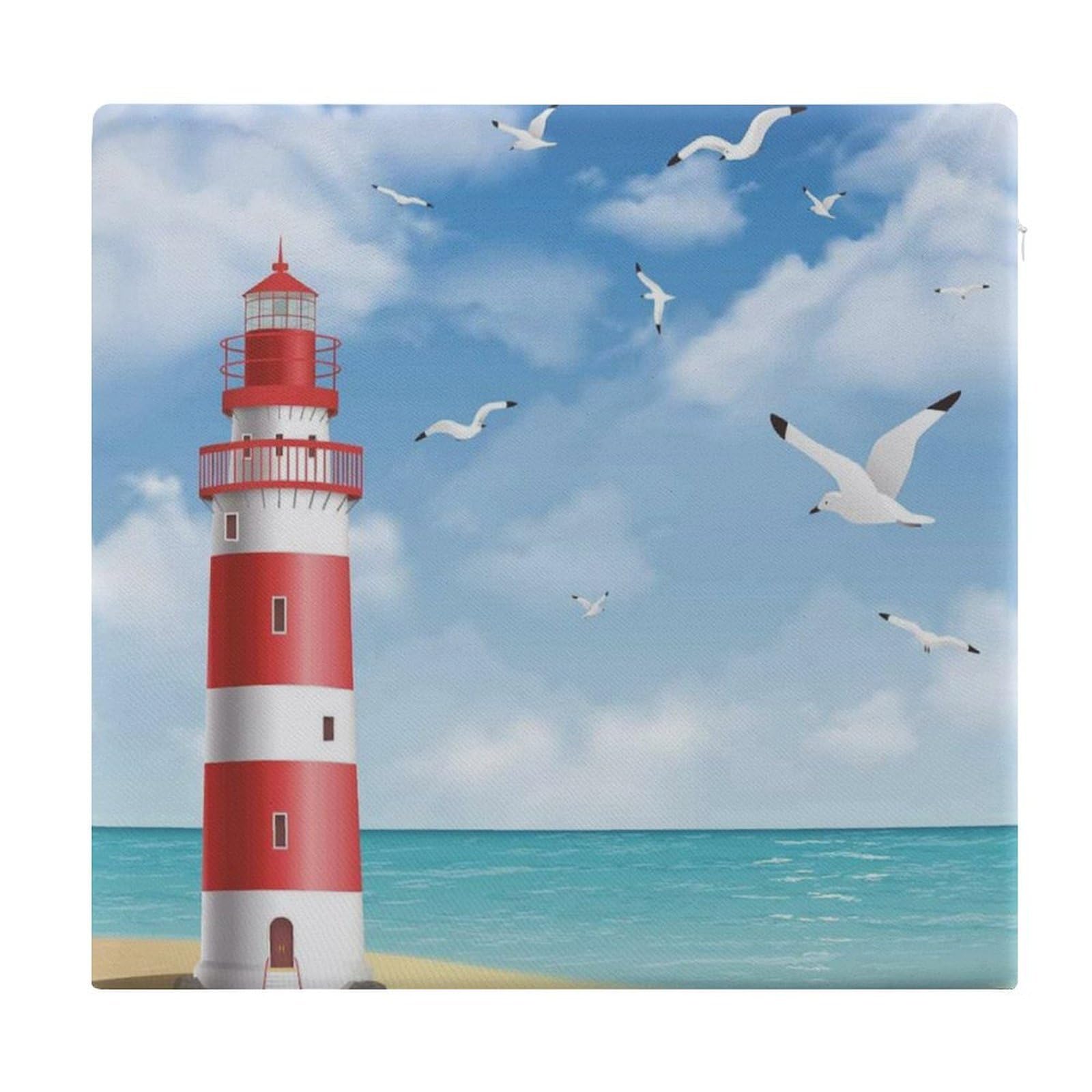 JZemdybill Chair Pad, Lighthouse Seat Pad, Square Chair Cushion for Yoga Living Room Balcony