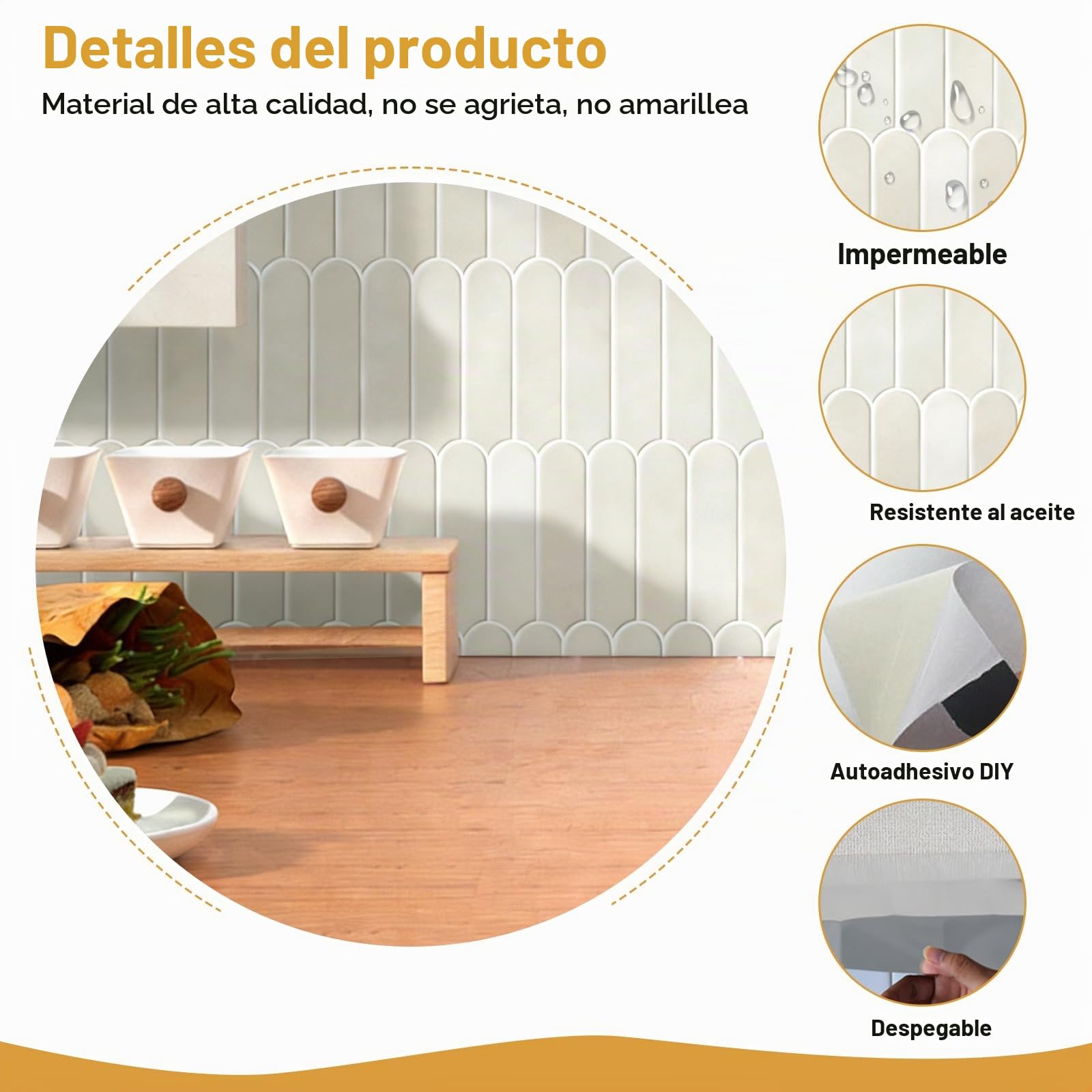 Azulejos adhesivos para cocina, azulejo 3D, 10 unidades, azulejos de cocina autoadhesivos, para pared posterior de cocina, azulejos de pared autoadhesivos, 30 x 30 cm (color crema)