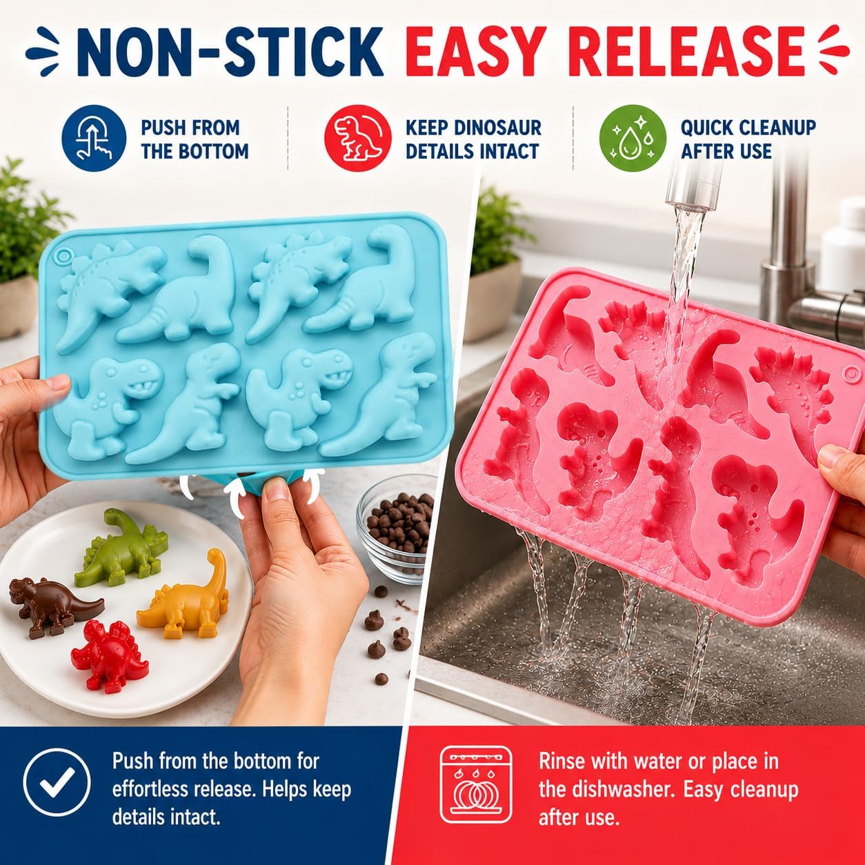 2 Pack 6 Cavity Tulip Flower Silicone Molds, Food Grade Flexible Reusable Molds Easy Release for Soap Bath Bomb Chocolate Candy Jelly Ice Cube, Microwave Freezer Dishwasher Safe