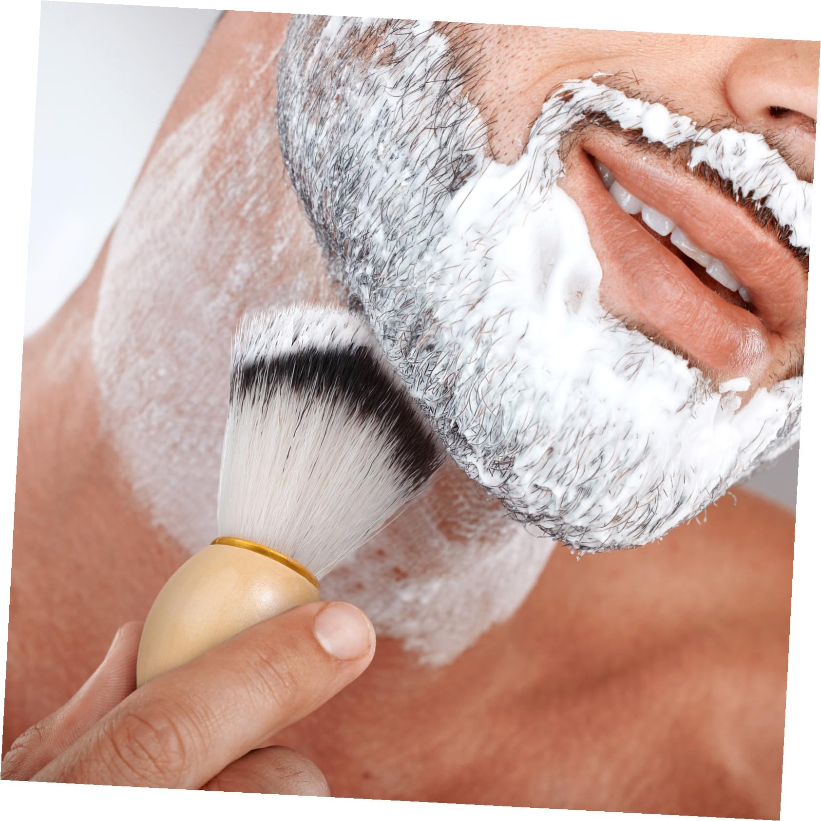 10 Pezzi Spazzola Barba Uomo con Setole Morbide Nylon Manico Ergonomico in Legno Resistente all Acqua per Cura Delicata e Rasatura Precisa Quotidiana Viaggio