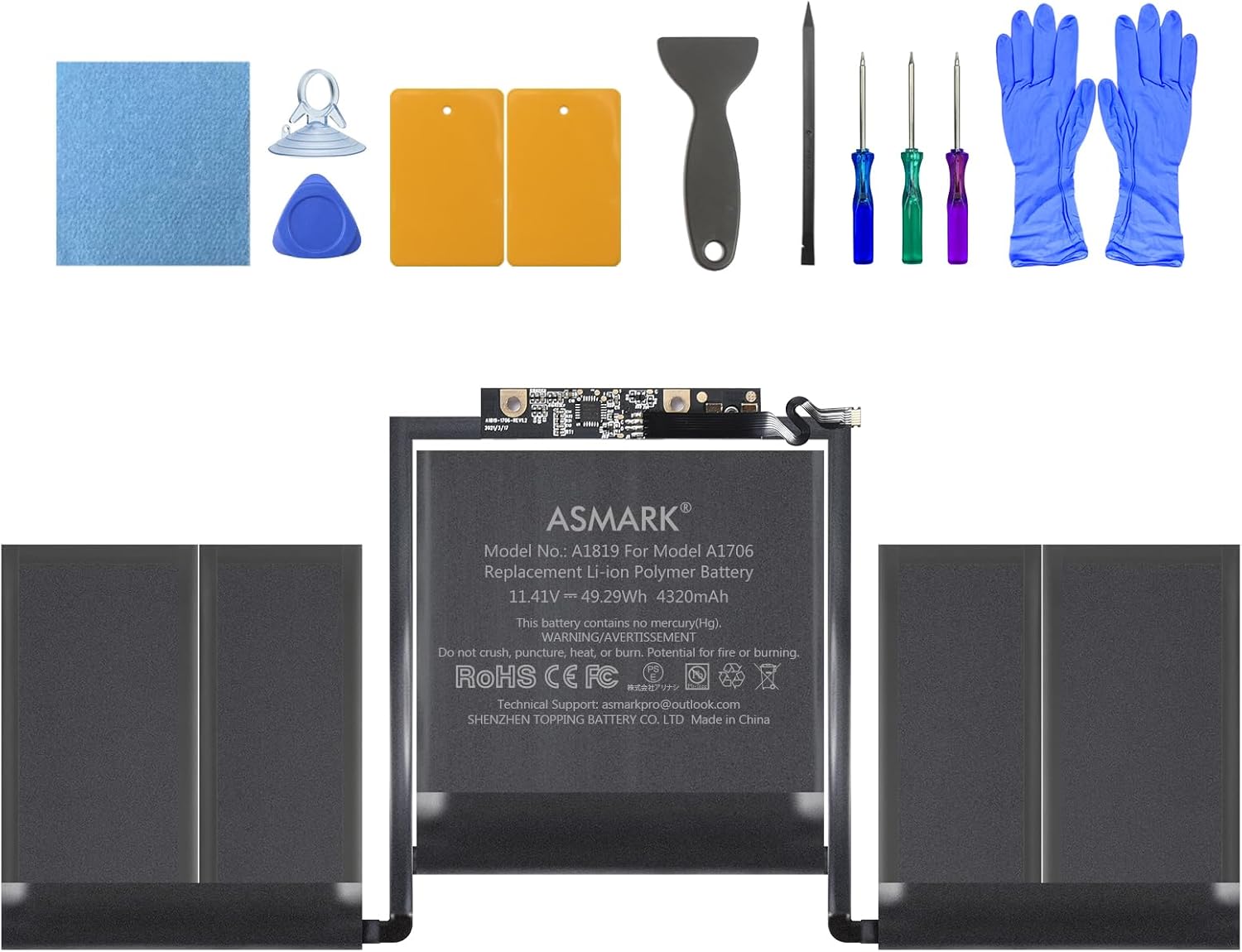 ASMARK Battery Replacement for MacBook Pro A1706 (2016, 2017) 13-inch A1819 Battery