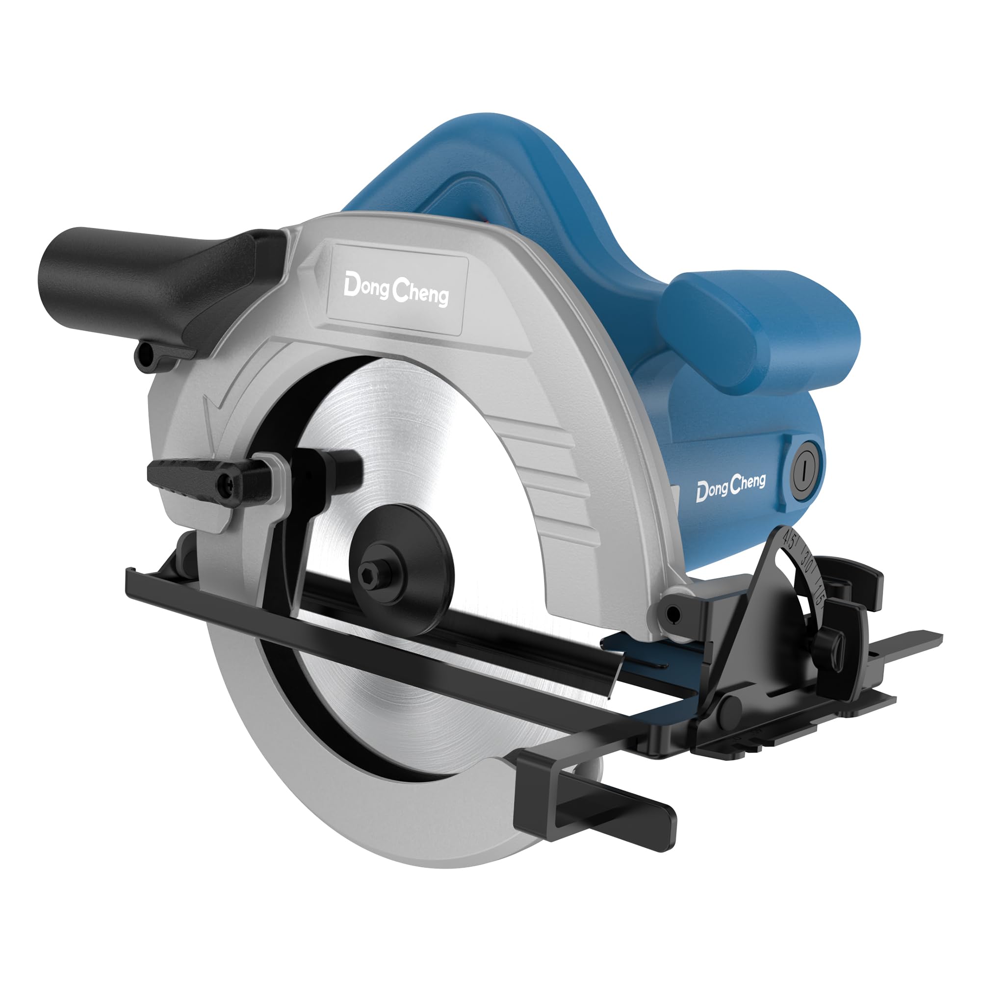 DongCheng Sierra Circular 1500W, Ø185mm, Profundidad de Corte 64mm, 5300 rpm, Inclinación 0-45°, 3 Hojas de Sierra, con Cable | 5300 rpm con 3 hojas de sierra de carburo (24T/40T), tope paralelo y aspiración de polvo para carpintería precisa