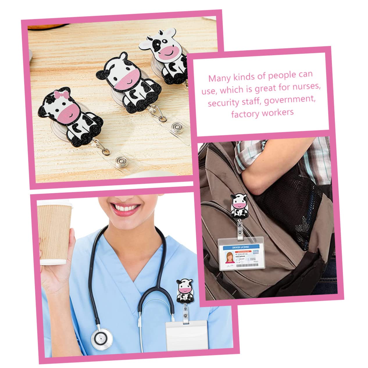 EXCEART 5 Set Porta Badge Retrattile Set Cordino Petto Clip Per Badge Pediatrici Per Tessere Identificative 3 Pezzi * 5